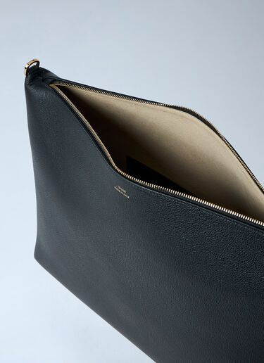 TOTEME Medium Bevel Grained Leather Shoulder Bag Black tot0263069