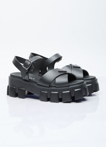 Prada Logo Plaque Rubber Sandals Black pra0256025