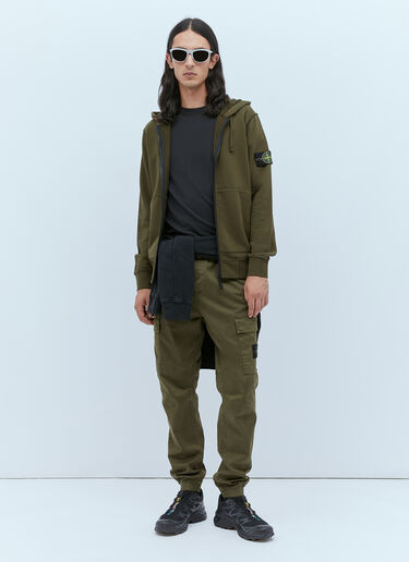 Zip-Up Compass Patch Hooded Sweatshirt Stone Island Zip-Up Compass Patch Hooded Sweatshirt Green sto0154047