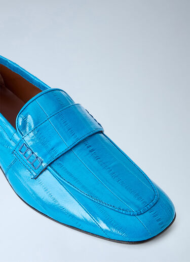 LN-CC® - Dries Van Noten: Croc-Embossed Leather Loafers - Blue Dries Van Noten Croc-Embossed Leather Loafers Blue dvn0264048