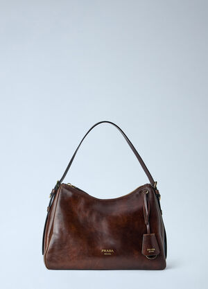 Prada Aimée Medium Leather Shoulder Bag Brown pra0266004