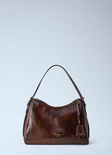LN-CC® - Prada: Aimée Medium Leather Shoulder Bag - Brown Prada Aimée Medium Leather Shoulder Bag Brown pra0266004