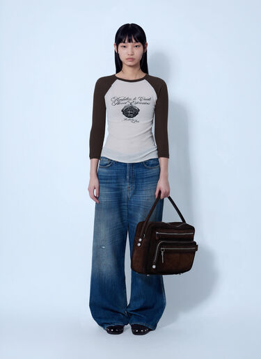 Acne Studios Raglan Sleeve Graphic T-Shirt Brown acn0265074