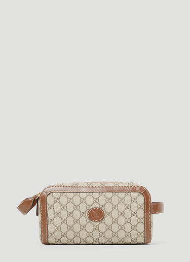 Gucci 互扣双 G 盥洗包 棕色 guc0153138