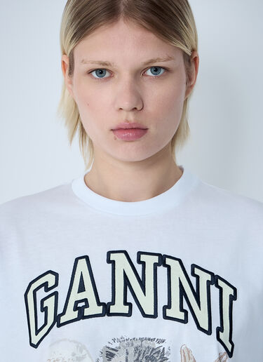 GANNI Logo Motif T-Shirt White gan0261002