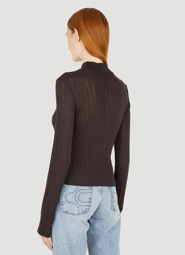 Eckhaus Latta Shrunk High Neck Knit Top Brown eck0251002