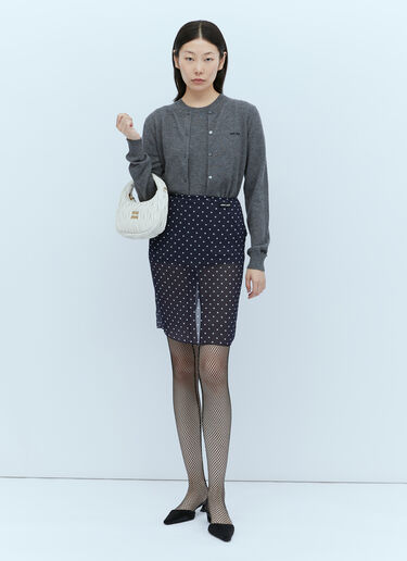 Miu Miu Polka-Dot Silk Chiffon Skirt Blue miu0254018