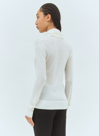 TOTEME Draped-Scarf Wool-Blend Top Cream tot0258011