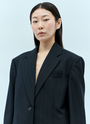 Miu Miu Single-Breasted Pinstripe Blazer Navy miu0255013