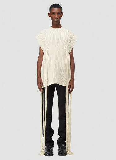 Jil Sander Fringed Knit Vest Sweater White jil0110005