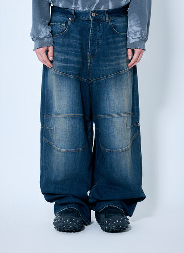 Balenciaga Baggy Panel Construction Jeans Blue bal0159002