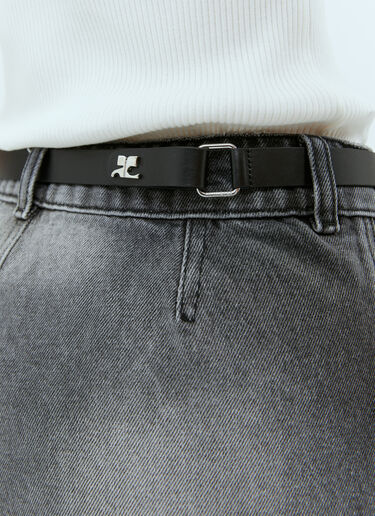 Courrèges Logo Plaque Leather Belt Black cou0253017