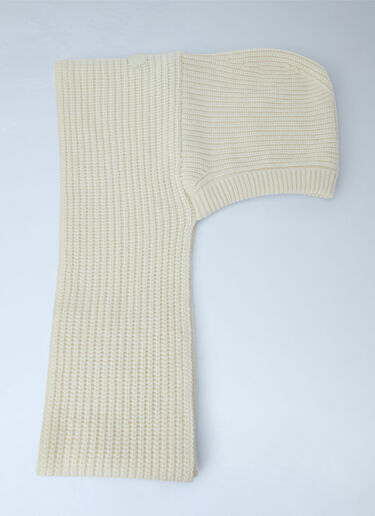 LN-CC® - Moncler: Ribbed Knit Balaclava - Beige Moncler Ribbed Knit Balaclava Beige mon0266051