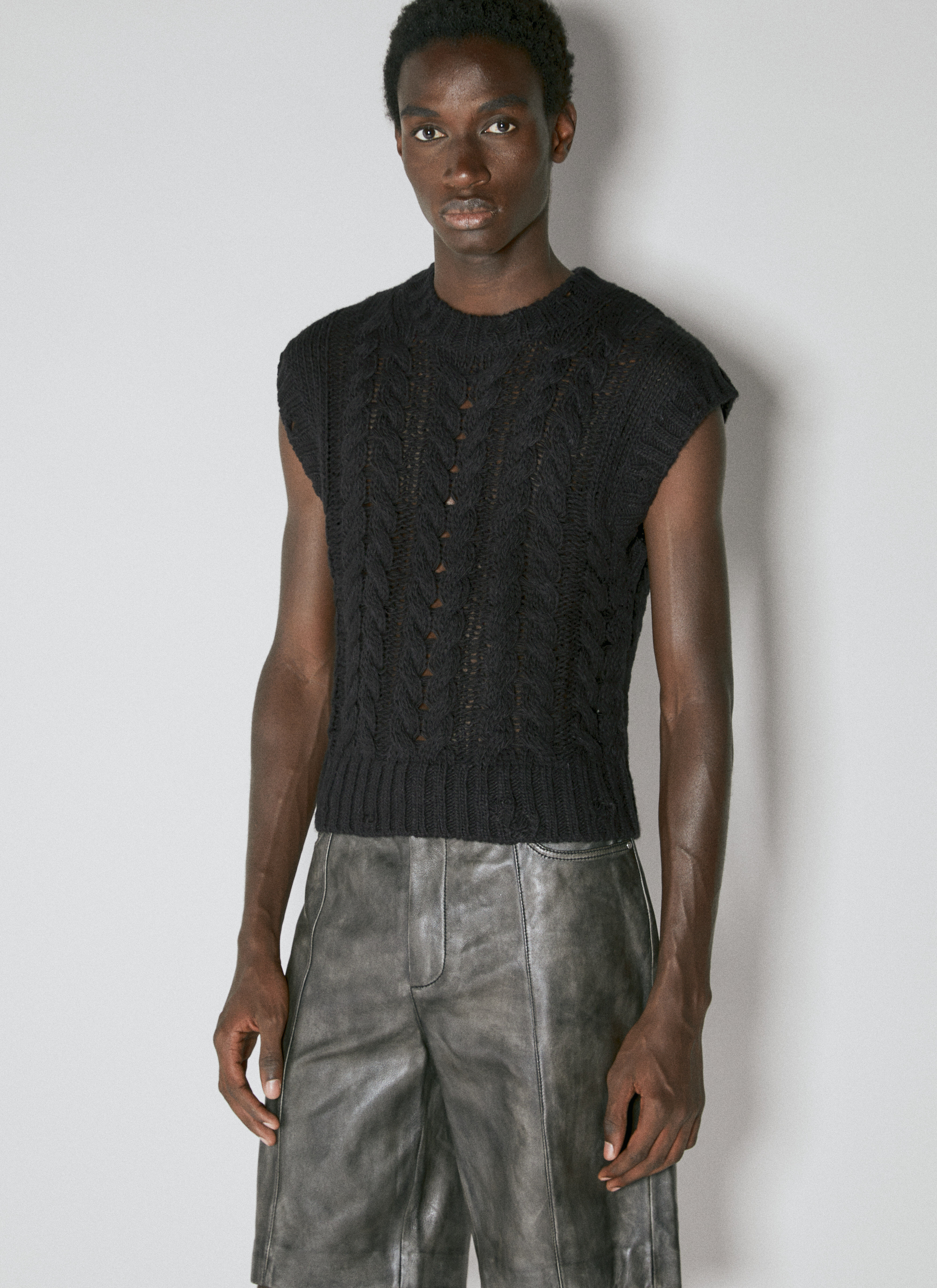 Our Legacy Cable Knit Sweater Vest Brown our0154015