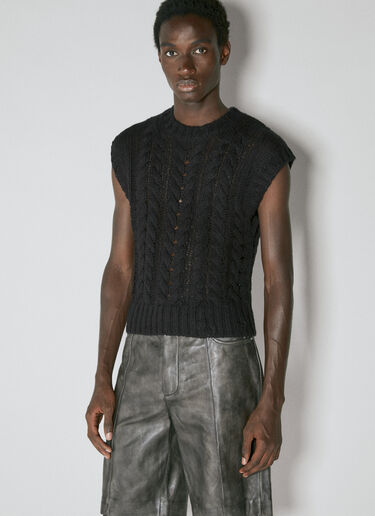 Han Kjøbenhavn Cable Knit Sweater Vest Black han0153006