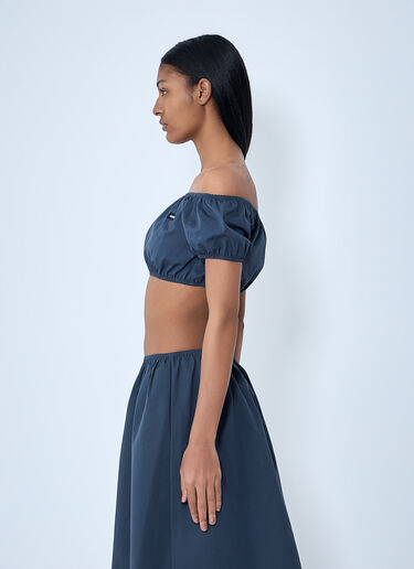 Miu Miu Off-Shoulder Crop Top Grey miu0264017