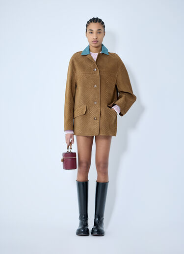Gucci Embossed GG Suede Jacket Blue guc0259015