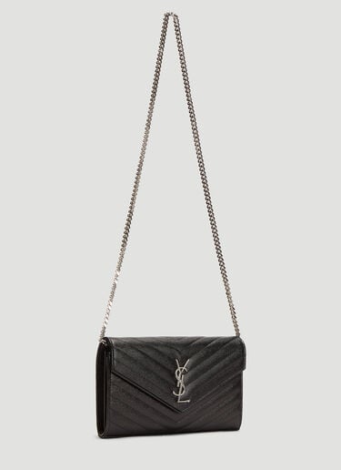 Saint Laurent Cassandre Matelassé Chain Wallet Black sla0230038