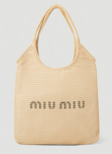Miu Miu Logo Tote Bag Beige miu0246028
