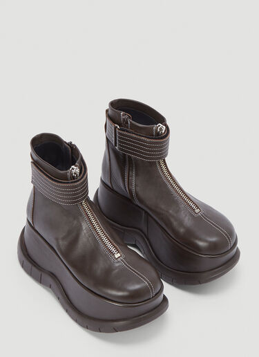Sunnei Platform Leather Boots Brown sun0242019