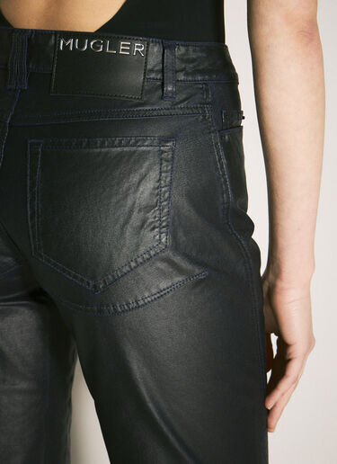 Mugler Waxed Straight Leg Pants Black mug0258017