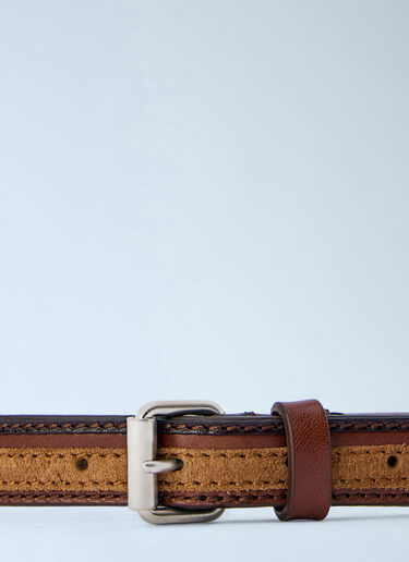 LN-CC® - Dries Van Noten: Textured Leather Belt - Brown Dries Van Noten Textured Leather Belt Brown dvn0165035