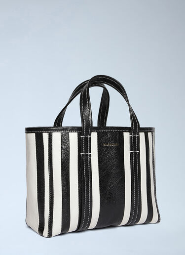 Balenciaga Barbes East West Shopper Tote Striped Leather Medium Black bal0246038