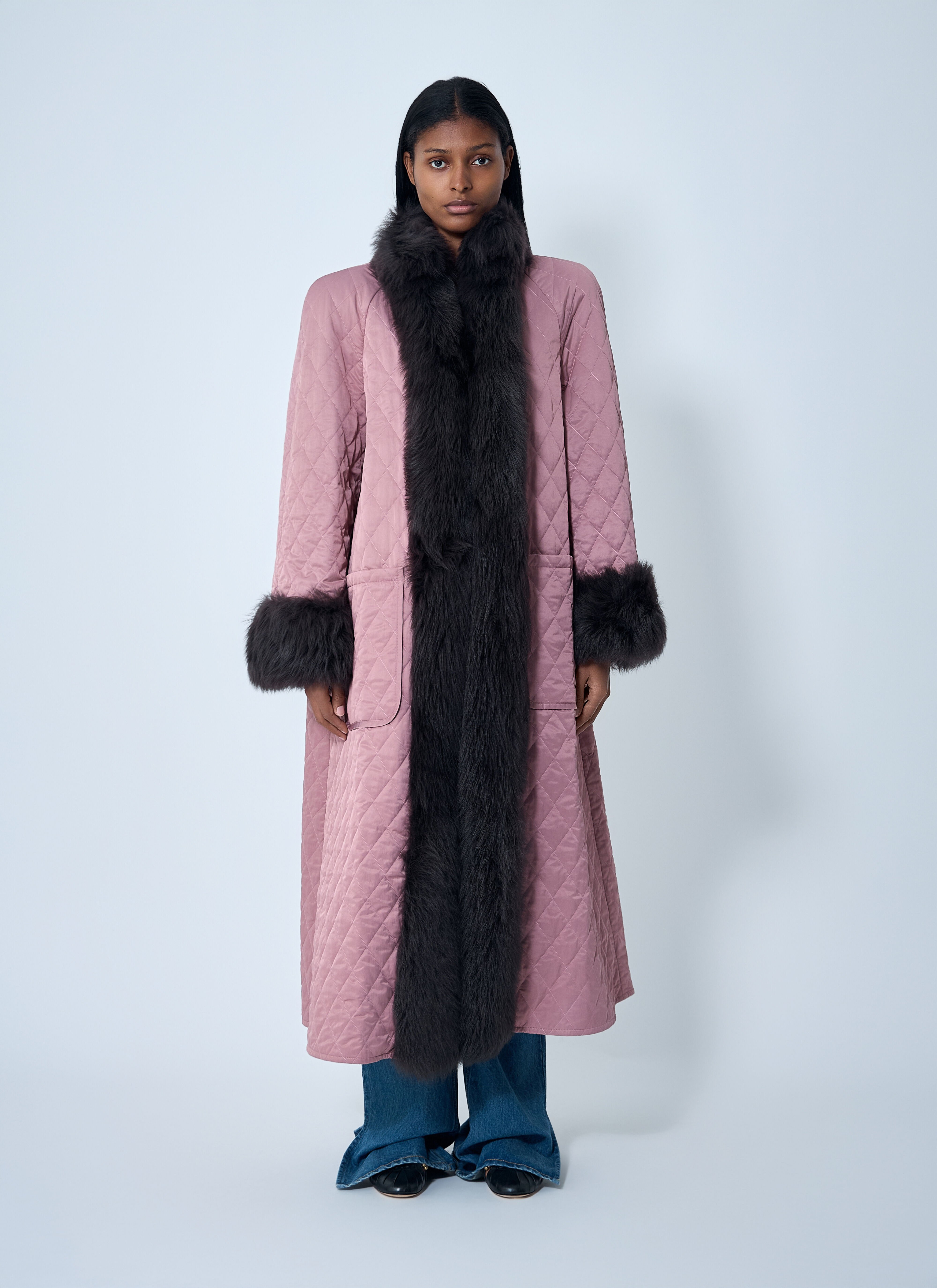 Ho to　Chloé クロエ　ロングコート　スタンドカラー　オープンカ Chloé Green High-Neck Long Coat Chloe