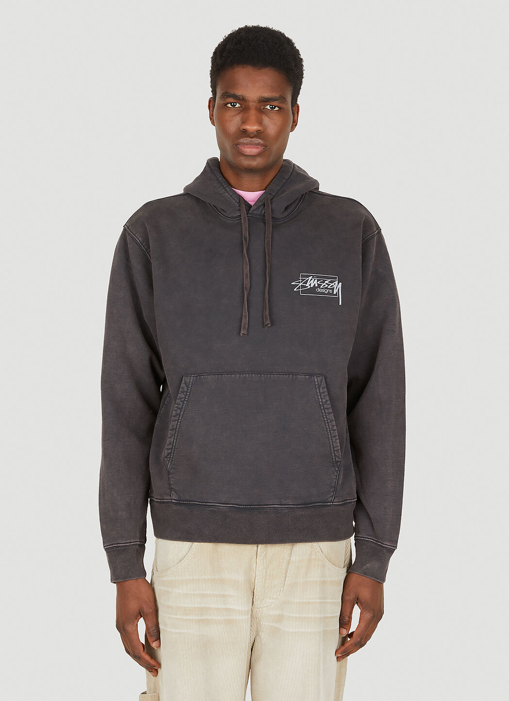 St ssy Dyed Logo Hooded Sweatshirt in Black LN CC