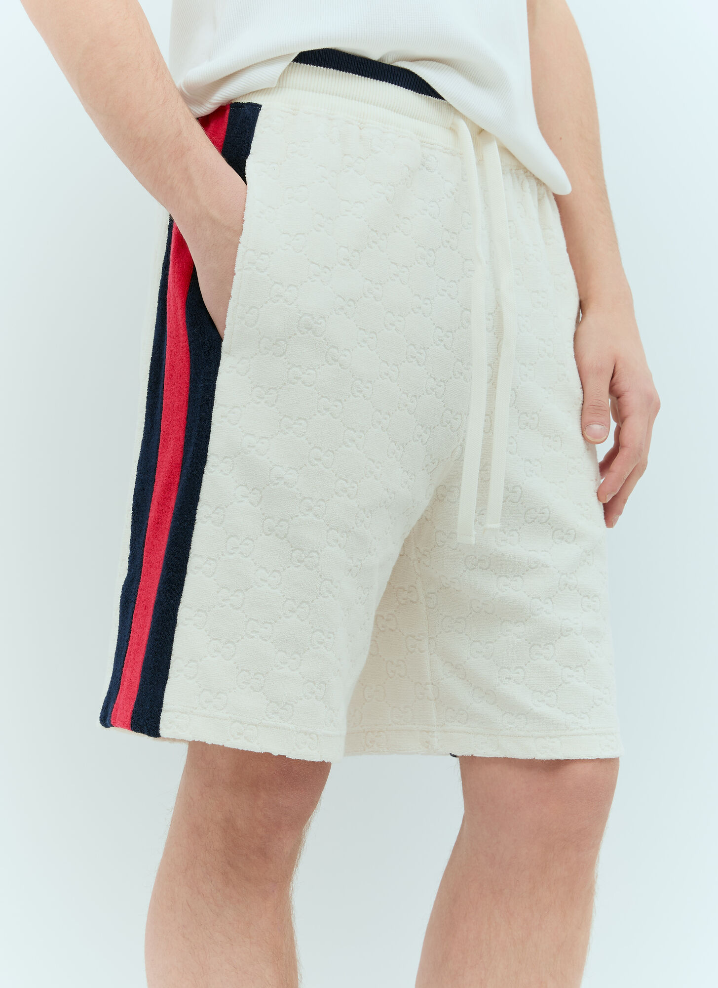 Shop Gucci Gg Cotton Terry Cloth Shorts In White