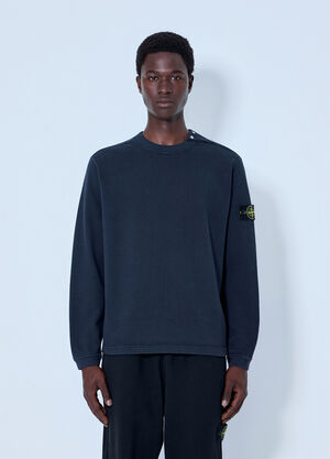 Stone Island Crewneck Sweatshirt with Sleeve Logo Patch Navy sto0165077