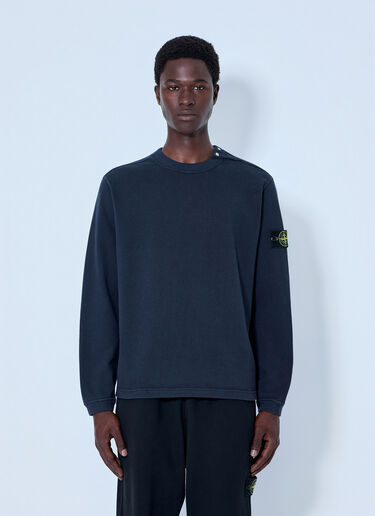 LN-CC® - Stone Island: Crewneck Sweatshirt with Sleeve Logo Patch - Navy Stone Island Crewneck Sweatshirt with Sleeve Logo Patch Navy sto0165077