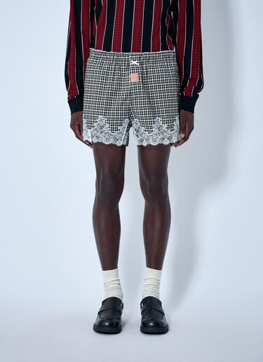 Martine Rose Lace Trim Checkered Shorts Brown mtr0164010