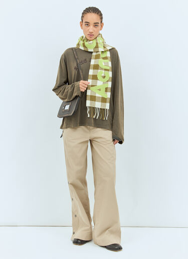 Acne Studios Narrow Check Logo Scarf Green acn0258021
