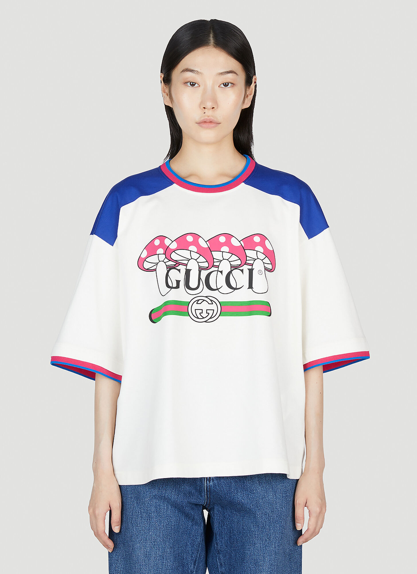 Gucci Mushroom Print Jersey T-Shirt White