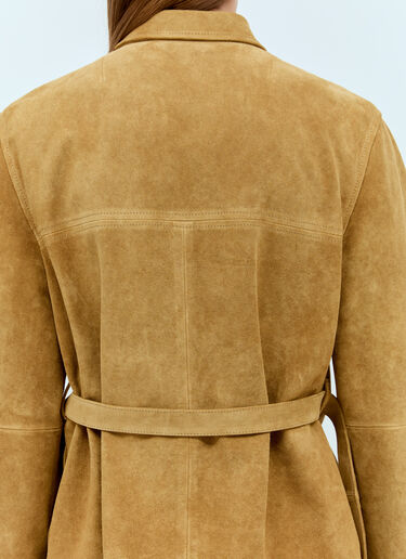 Miu Miu Belted Leather Jacket Camel miu0156009