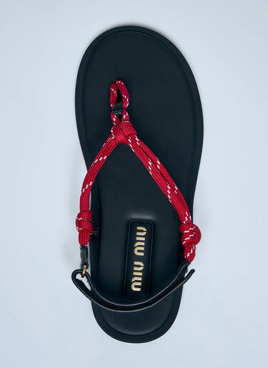 Miu Miu Riviere 绳编皮革凉鞋 红色 miu0260018