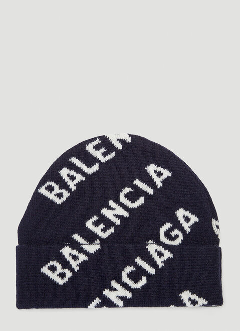 Balenciaga Intarsia-Logo Beanie Hat Black bal0143082