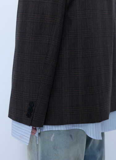 LN-CC® - Acne Studios: Checked Wool Blazer - Brown Acne Studios Checked Wool Blazer Brown acn0265070