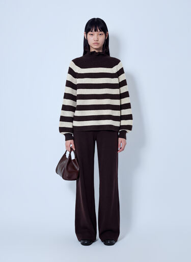 LN-CC® - Max Mara: Ribbed Stripe Knit Sweater - Brown Max Mara Ribbed Stripe Knit Sweater Brown max0266040