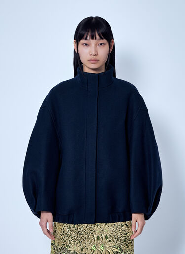 LN-CC® - Dries Van Noten: High Collar Wool Jacket - Navy Dries Van Noten High Collar Wool Jacket Navy dvn0266004