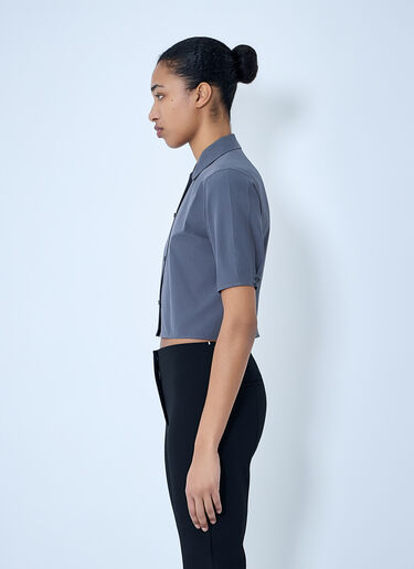 Jil Sander Short-Sleeve Button-Down Crop Shirt Grey jil0264033