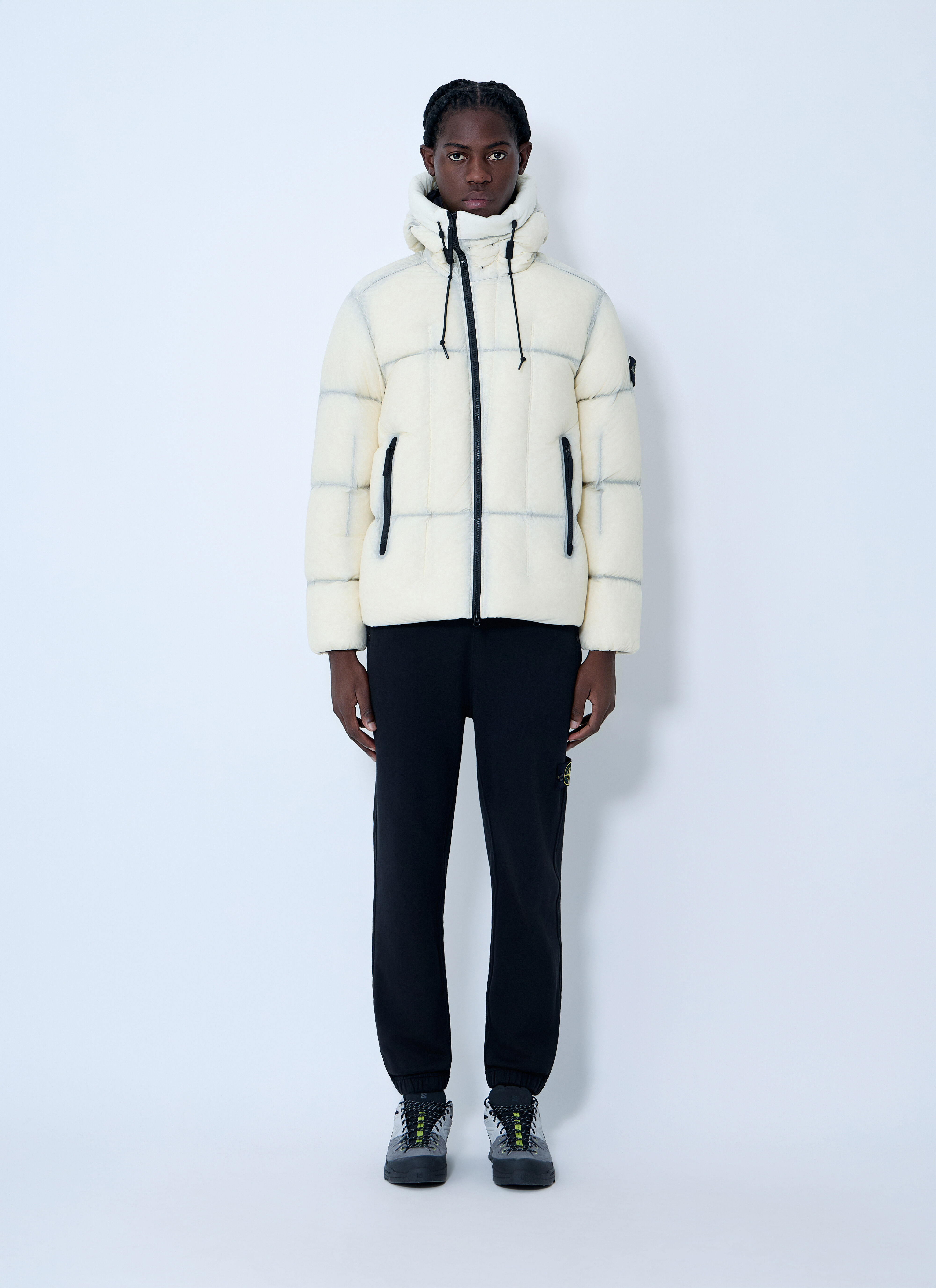 Stone Island Men's' Seam Faded Ligh Nylon Canvas Jacket in Ivory