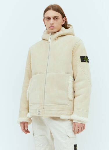 Stone Island Real Leather Blouson Jacket Beige sto0154043