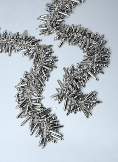 Dries Van Noten Embellished Metal Fringe Necklace Silver dvn0263014