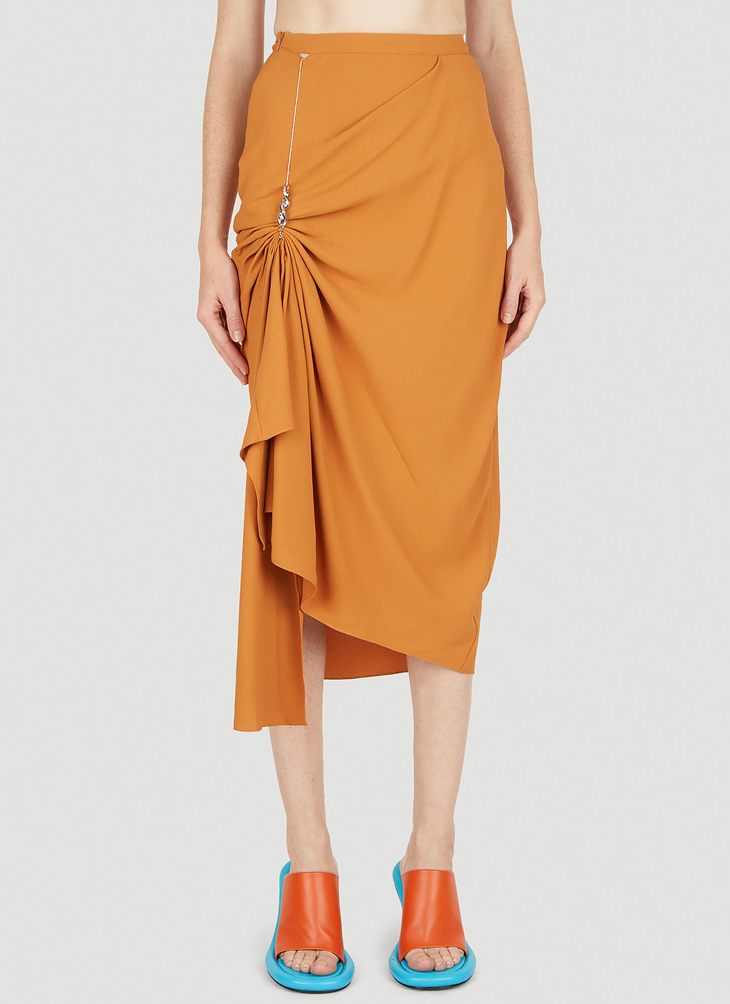 Shop Kiko Kostadinov Suspension Drape Skirt In Orange