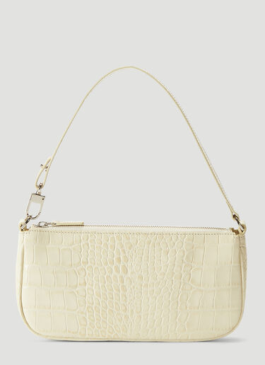 BY FAR Rachel Crocodile Embossed Shoulder Bag Beige byf0241026