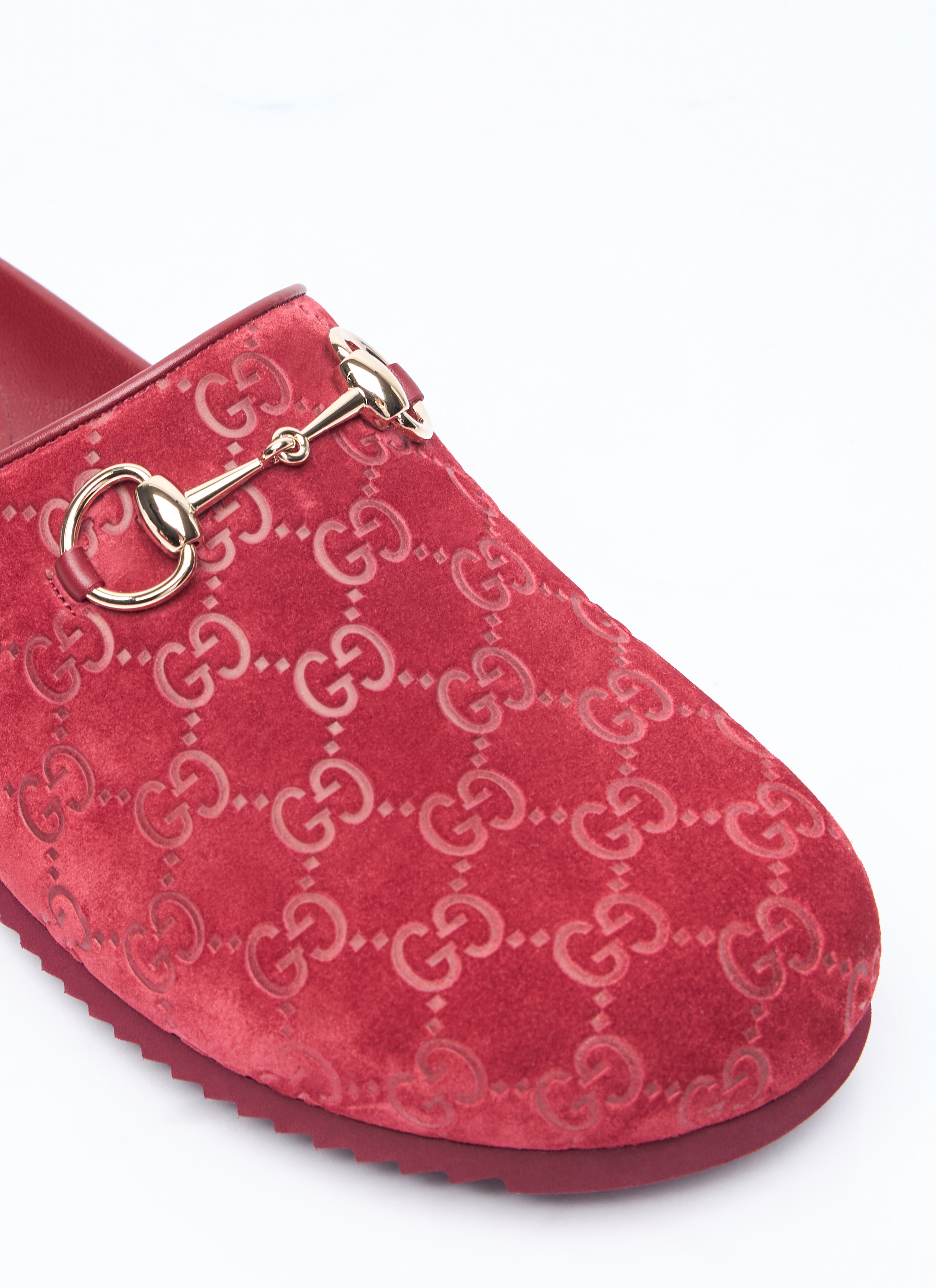 Gucci Women s Horsebit Suede Mules in Red LN CC