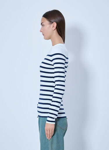 LN-CC® - Jean Paul Gaultier: Striped Crewneck Long-Sleeve Top - White Jean Paul Gaultier Striped Crewneck Long-Sleeve Top White jpg0266011
