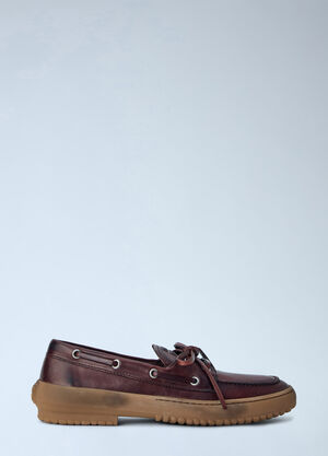 Miu Miu Leather Deck Shoes Burgundy miu0266048